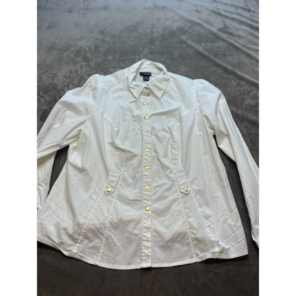 Lane Bryant Button & Snap‎ Casual Dress Shirt Womens 14/16 Solid White
